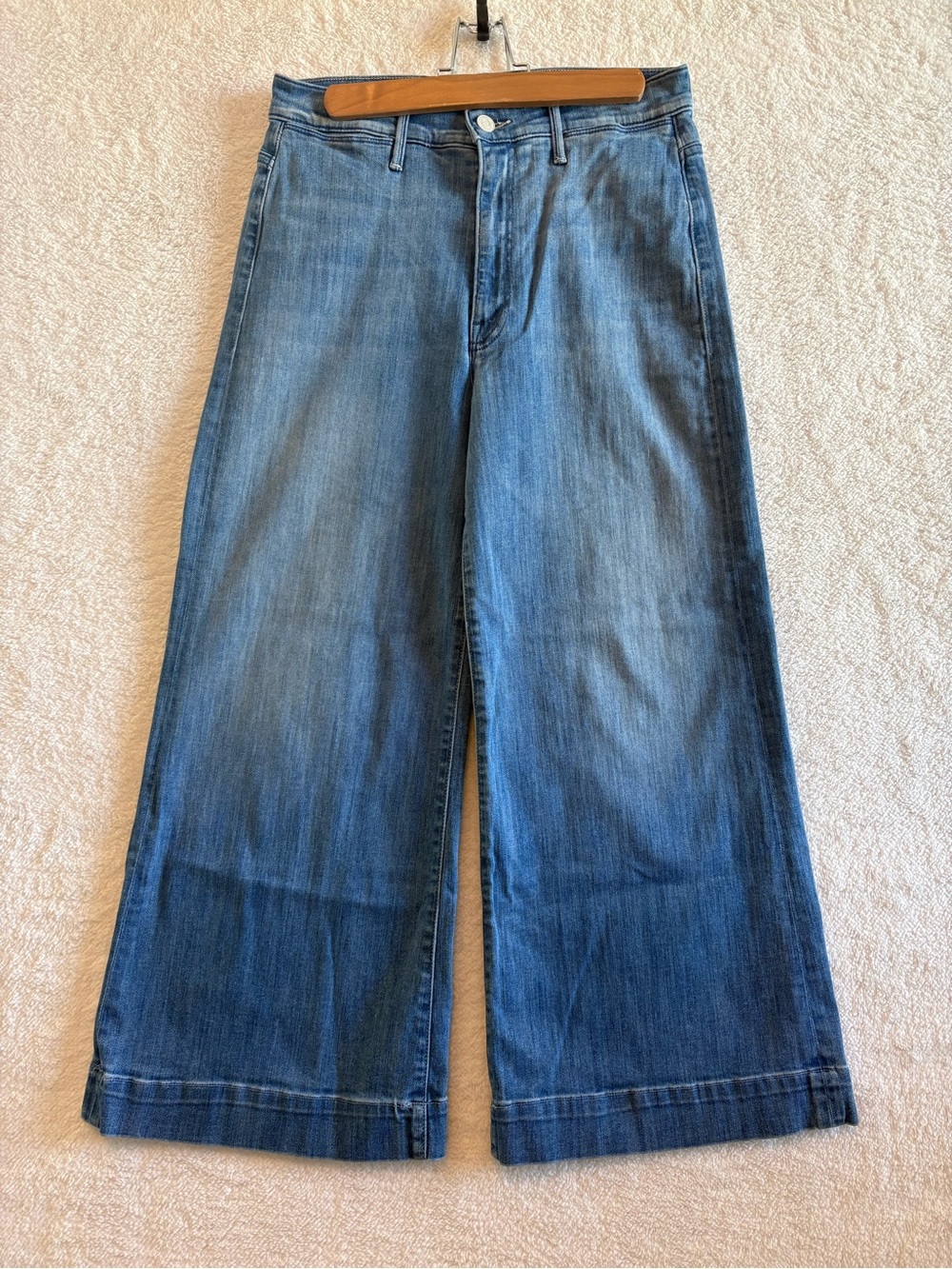 MOTHER Swooner Roller Crop Wide Leg Jeans After All These Years Wash Size 28